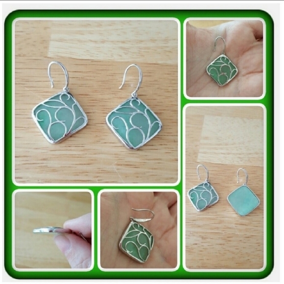 NWOT Genuine Jade & Sterling Silver Earrings - Picture 4 of 8